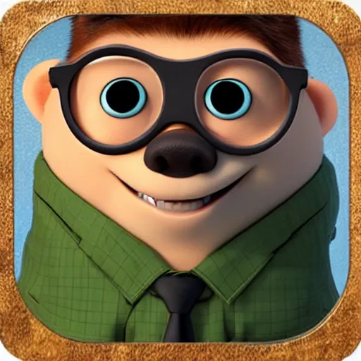 Prompt: beaver detective with eyeglass, Pixar