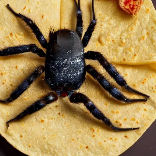 Prompt: a spider eating a taco