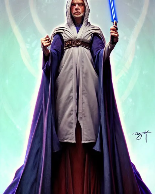Prompt: a robed high republic jedi sorcerer, fantasy character portrait, ultra realistic, intricate, elegant, highly detailed, digital painting, artstaion, smooth, sharp, focus, illustration, art by artgerm and greg rutkowski and alphonse mucha