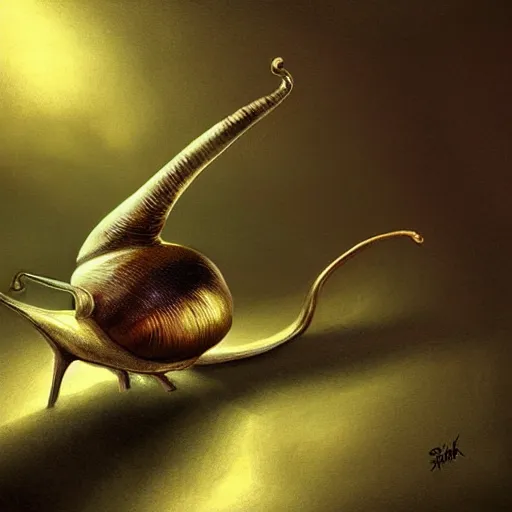 Image similar to snail with wings, oil painting, artstation, dramatic lighting, symmetry, beautiful