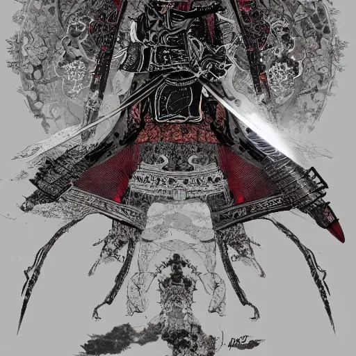 Image similar to Victorian Gothic Samurai, hd, intricate, bloodborne, 8k, digital art