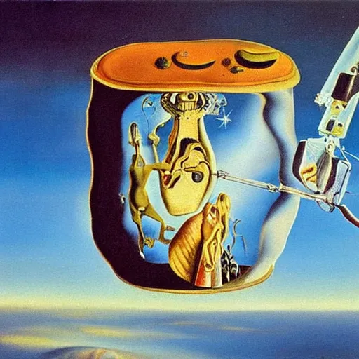 Image similar to A surrealist oil painting by Salvador Dali of outer space