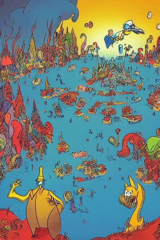 Image similar to The world reimagined by Dr. Seuss, fantasy, imagination