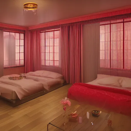 Image similar to interior of a tokyo love hotel, highly detailed c 4 d octane render in 8 k