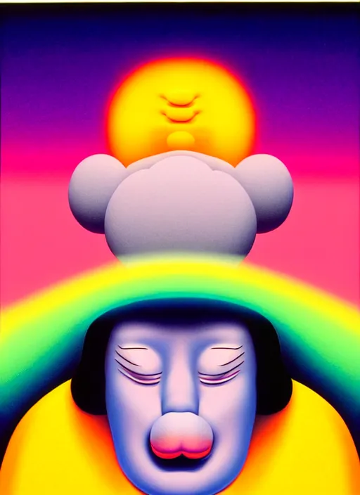 Image similar to god by shusei nagaoka, kaws, david rudnick, airbrush on canvas, pastell colours, cell shaded, 8 k