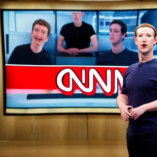 Image similar to mark zuckerberg as a news anchor on cnn