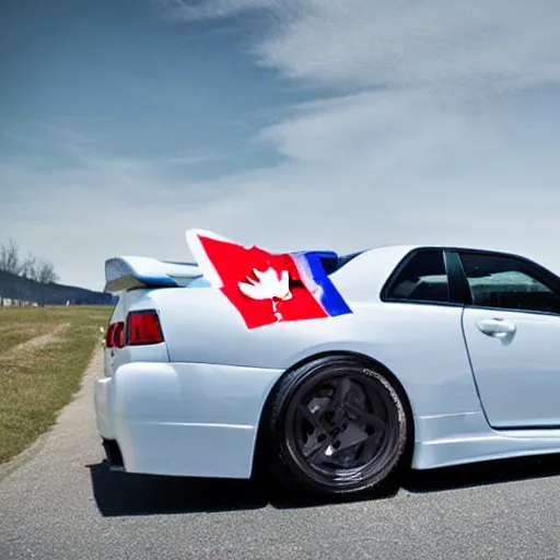 Image similar to electric blue R34 skyline Canadian flag