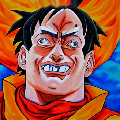 Image similar to oil painting of Goku posing as napoleon