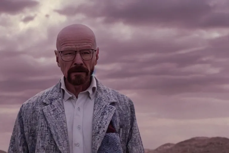 Image similar to cinematic still of Walter White in Aladdin (1992), XF IQ4, f/1.4, ISO 200, 1/160s, 8K, RAW, dramatic lighting, symmetrical balance, in-frame