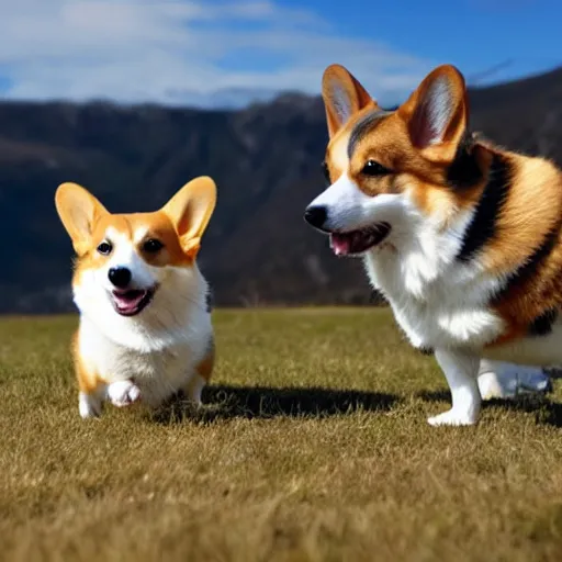 Prompt: Corgis, no man's sky