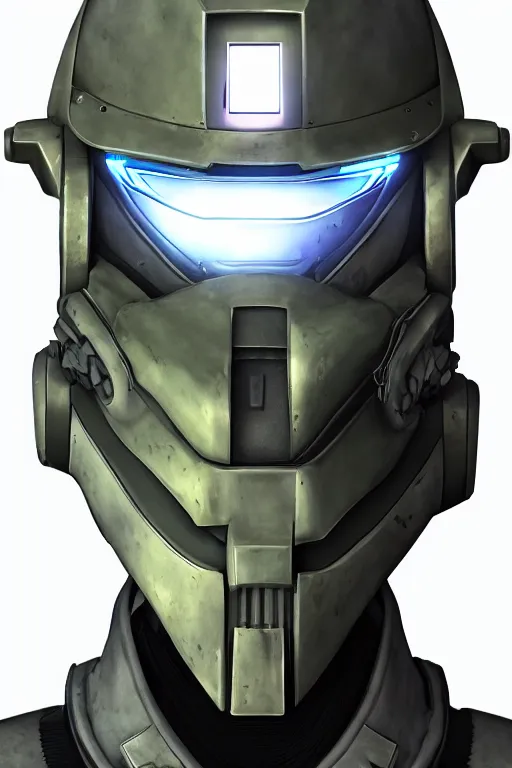 Image similar to robot ninja mask helmet halo master chief radiating a glowing aura global illumination ray tracing hdr fanart arstation by ian pesty and katarzyna da „ bek - chmiel