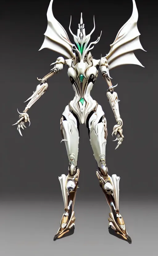 Image similar to extremely detailed front shot, low shot, of a beautiful elegant saryn warframe, that's a giant beautiful stunning anthropomorphic robot female dragon with metal cat ears, posing elegantly, detailed sharp robot dragon paws for feet, thick smooth warframe legs, streamlined white armor, long elegant tail, two arms, two legs, long tail, detailed warframe fanart, destiny fanart, high quality digital art, giantess art, furry art, 3D realistic, warframe art, Destiny art, furaffinity, DeviantArt, artstation, 8k HD, octane render