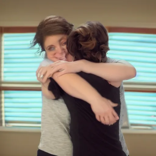 Image similar to rachel bloom hugging a person made out of socks, ultra detailed, 8 k resolution, ultrarealistic