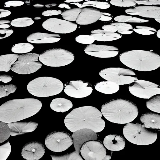 Image similar to lily pads, award winning black and white photography