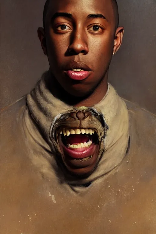 Image similar to tyler the creator by gaston bussiere bayard wu, greg rutkowski, giger, maxim verehin