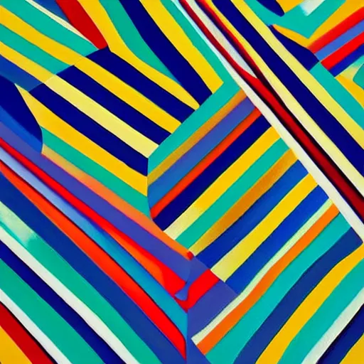 Prompt: The painting is a beautiful abstract composition. It is composed of a series of vertical stripes of different colors, ranging from light to dark. The stripes are separated by thin lines, which create a sense of movement and energy. The overall effect is one of harmony and balance. digital art, reflective by Arthur Elgort 3d render