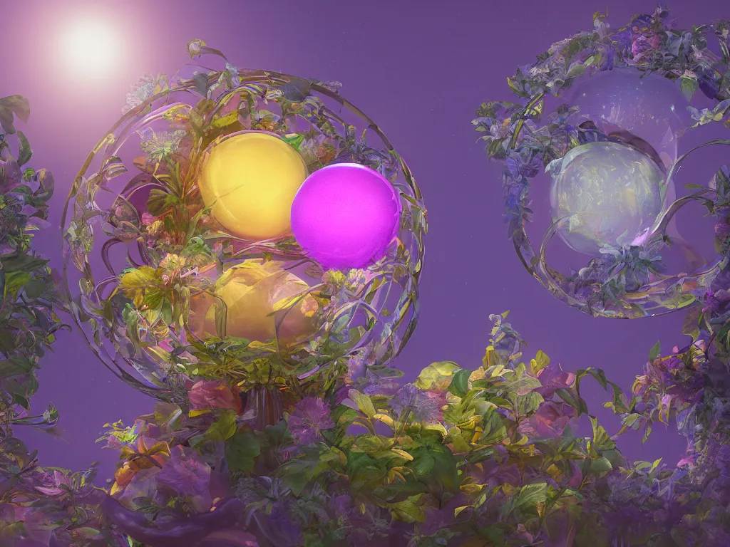 Prompt: the orb of dreams, sunlight study, art nouveau, by rachel ruysch and ( ( ( ( lisa frank ) ) ) ), 8 k, sharp focus, octane render, ( ( ( kauai ) ) )