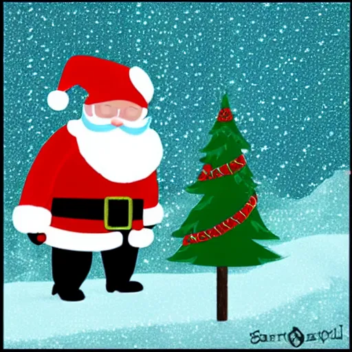 Image similar to santa chatting to jackskelington