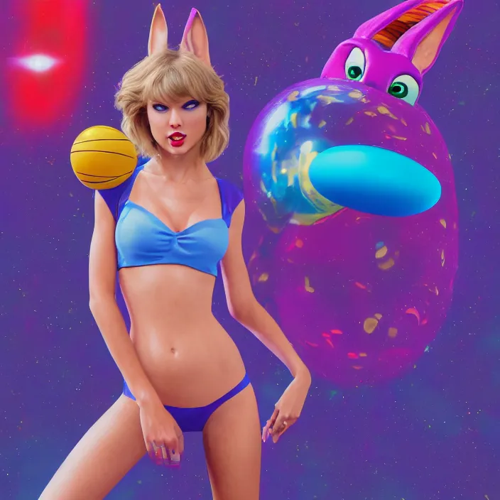 Prompt: portrait of Taylor Swift as Lola Bunny in Space Jam 1996. HD, 4K. intricate abstract. intricate artwork. by Tooth Wu, wlop, beeple, dan mumford. octane render, trending on artstation, greg rutkowski very coherent symmetrical artwork. cinematic, hyper realism, high detail, octane render, 8k, iridescent accents