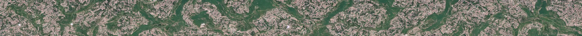 Image similar to satellite view of a town shaped like an alligator