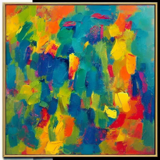 Image similar to a beautiful abstract colorful organic painting, heavy impasto, gestural, impasto