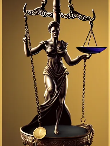 Prompt: lady justice holding balance scales. intricate, elegant, highly detailed, digital painting, artstation, concept art, sharp focus, illustration, by justin gerard and artgerm, 8 k