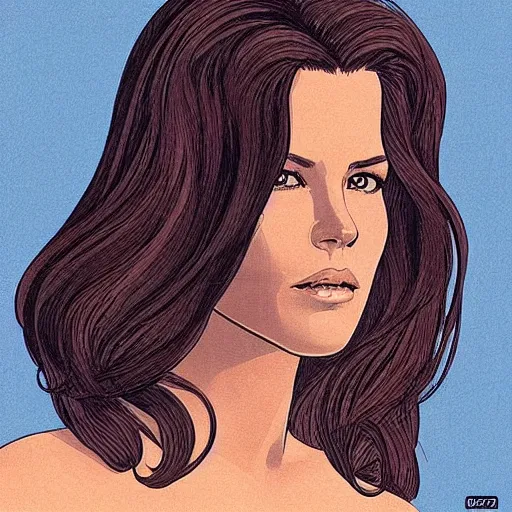 Image similar to “ kate beckinsale retro minimalist portrait by jean giraud, moebius starwatcher comic, 8 k ”