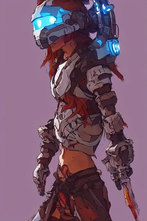 Image similar to combination suit armor aloy horizon forbidden west horizon zero dawn robot ninja mask helmet backpack tribal, art gta 5 comics, official fanart behance hd artstation by jesper ejsing, by rhads, makoto shinkai and lois van baarle, ilya kuvshinov, ossdraws radiating a glowing aura cgi rtx 2 0 2 2