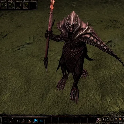 Image similar to miraak from skyrim as a playable character in wasteland 2