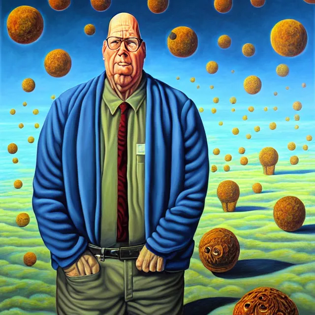 Prompt: an oil on canvas portrait painting of hank from king of the hill, surrealism, surrealist, cosmic horror, rob gonsalves, high detail