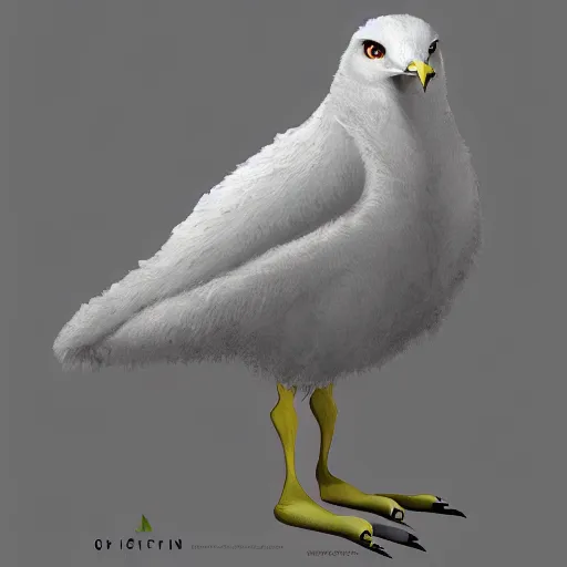 Prompt: a half griffin half seagull creature, character design, trending on artstation