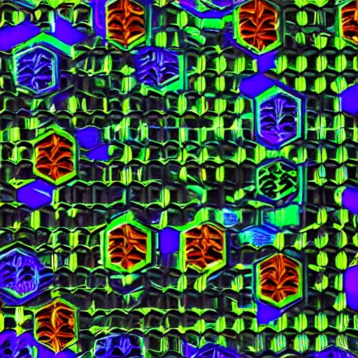 Prompt: cyber pattern with hexagons in neon colors in cyberpunk style digital image, 4 k uhd, rendered by re engine