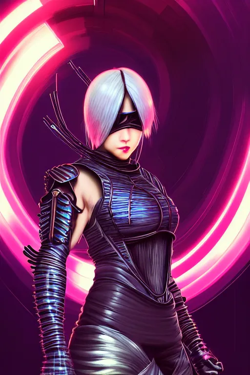 Image similar to portrait futuristic ninja gaiden female, in a future tokyo temple, neon light, ssci - fi and fantasy, intricate and very very beautiful and elegant, highly detailed, digital painting, artstation, concept art, smooth and sharp focus, illustration, art by tan zi and ayanamikodon and alphonse mucha and wlop, ninja wardrobe by irakli nadar