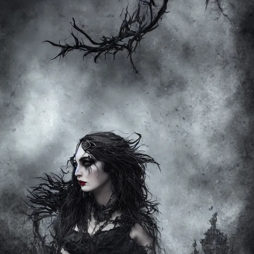 Image similar to stunning Gothic goddess of beauty, dark and mysterious, atmospheric, ominous, eerie, cinematic, Epic, 8k, 4k, ultra detail, ultra realistic, rendered by awesomeness