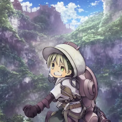 Image similar to Made In Abyss anime cover art, 4K, Illustration by Akihito Tsukushi, Anime Key Visual, Anime Production by Kinema Citrus