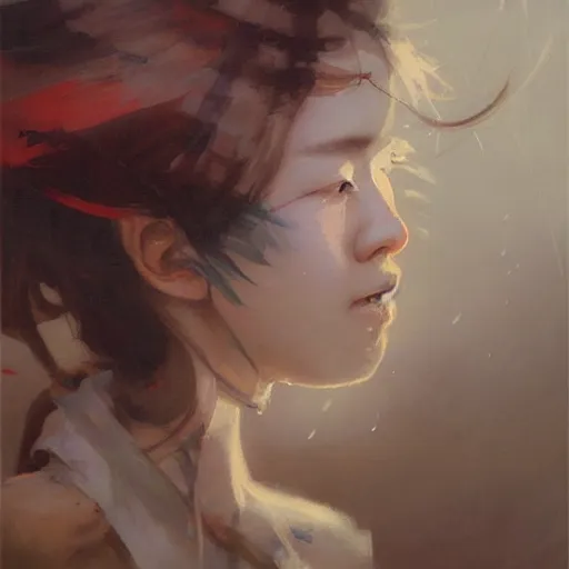 Prompt: a painting of Japanese schoolgirl by Greg Rutkowski, Peter Mohrbacher, Craig Mullins, Karol Bak, Michael Garmash.