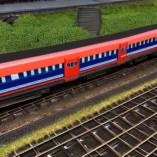 Image similar to drone shot of an indian train, highly detailed, photorealistic portrait, bright studio setting, studio lighting, crisp quality and light reflections, unreal engine 5 quality render