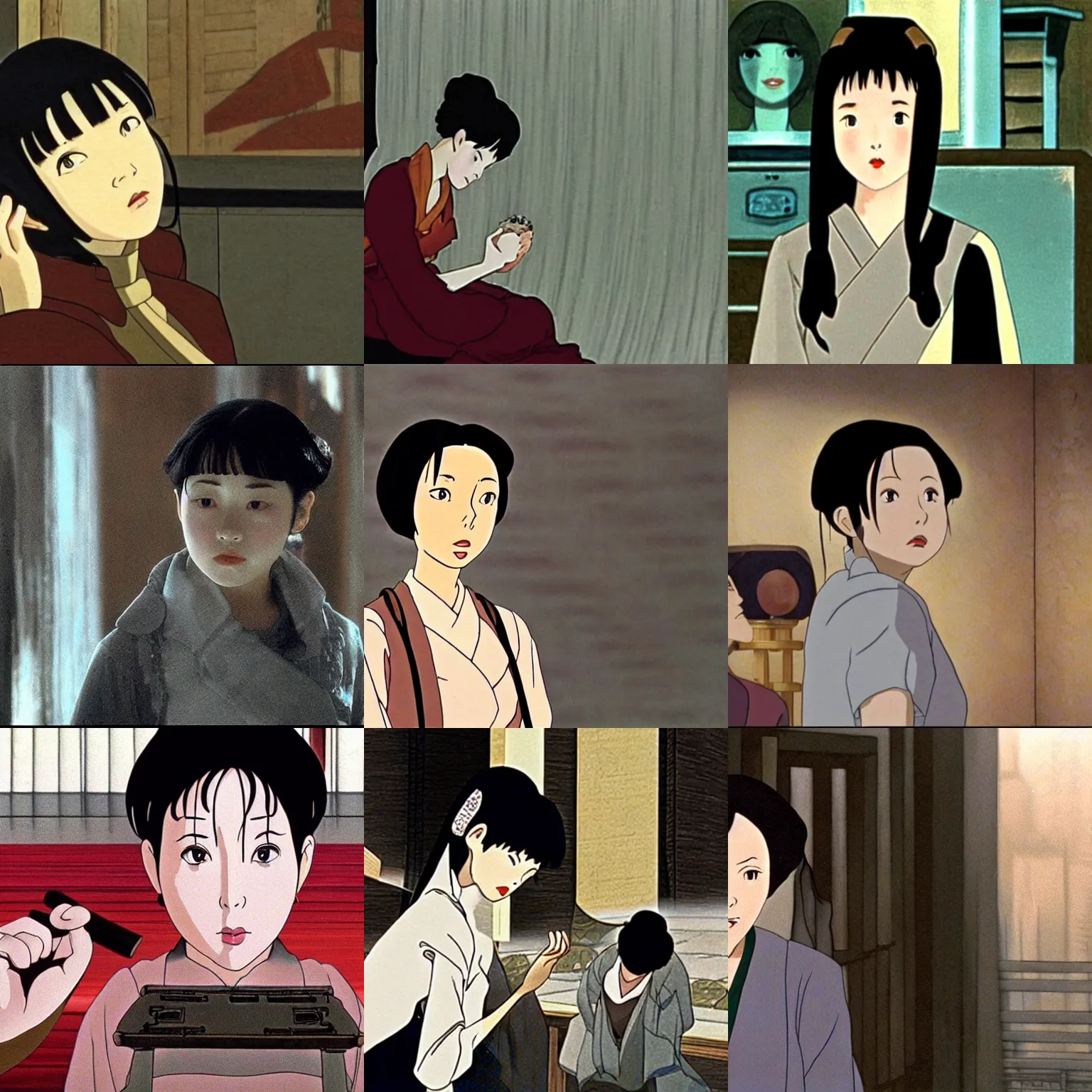 Prompt: a still from millennium actress ( 2 0 0 1 )