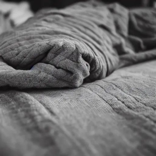 Image similar to a sadcat laying under a blanket, canon eos r 3, f / 1. 4, iso 2 0 0, 1 / 1 6 0 s, 8 k, raw, unedited, symmetrical balance, in - frame