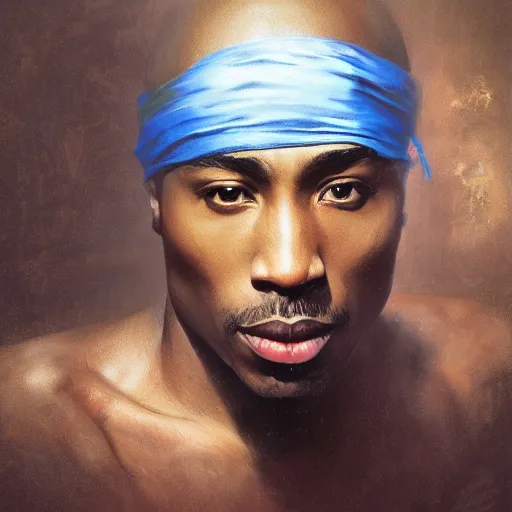 Prompt: tupac shakur, dim light, front game card, marvel comics, dark, intricate, highly detailed, smooth, artstation, digital illustration by ruan jia and mandy jurgens and artgerm and wayne barlowe and greg rutkowski and zdislaw beksinski