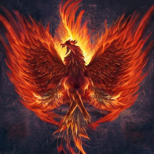 Prompt: a phoenix being reborn from ashes.