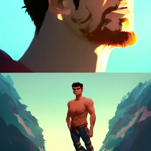 Image similar to Portrait of James Franco as young Heracles, mattepainting concept Blizzard pixar maya engine on stylized background splash comics global illumination lighting artstation lois van baarle, ilya kuvshinov, rossdraws