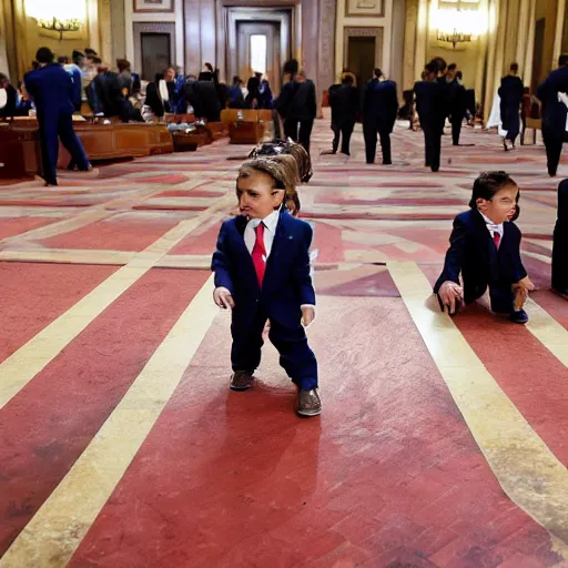 Image similar to children in suits on the floor of the us house of representatives