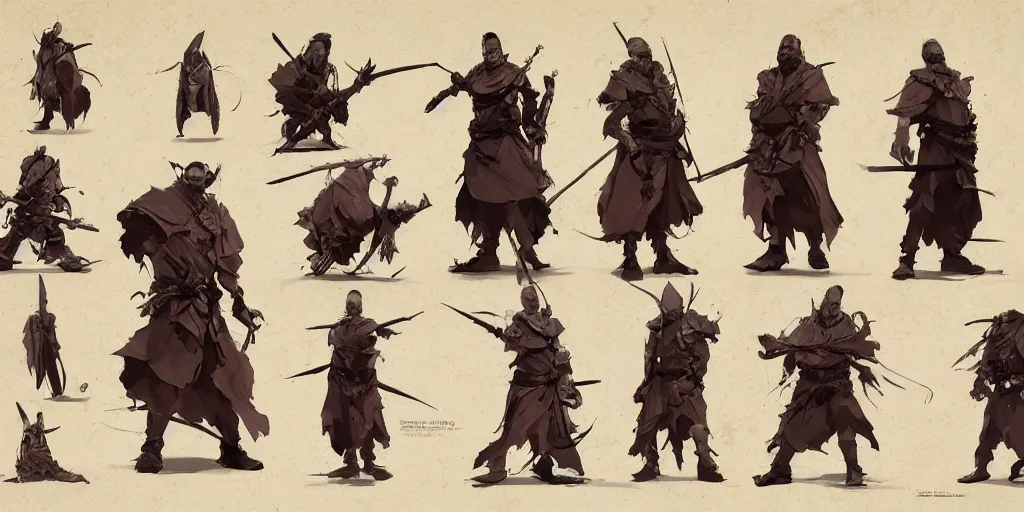 Image similar to bushido character design, character sheet, Moebius, Greg Rutkowski, Zabrocki, Karlkka, Jayison Devadas, Phuoc Quan, trending on Artstation, 8K, ultra wide angle, zenith view, pincushion lens effect