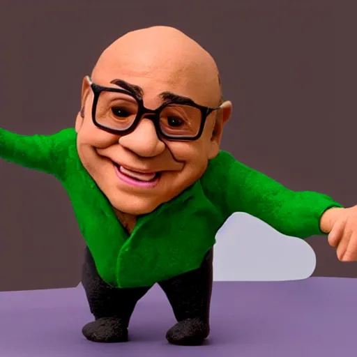 Prompt: claymation of danny devito