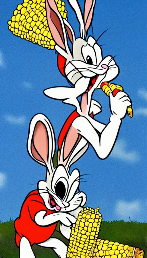 Image similar to bugs bunny eating a corn cob. very very beautiful!!