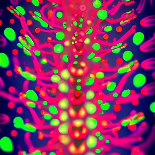 Image similar to adorable toadstools, psychedelic art, neon glow, behance hd, bokeh