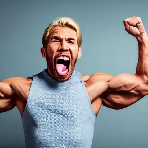 Prompt: A blond, muscular man screaming enters an appointment in his calendar