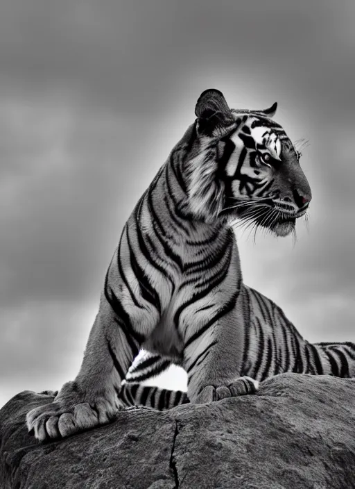 Image similar to two tiger black and white portrait white sky in background
