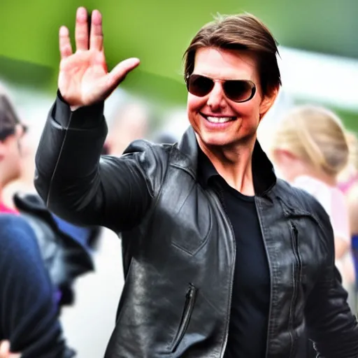 Image similar to Tom Cruise waving to fans